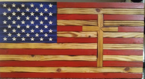 Rustic Wood Flag With Cross