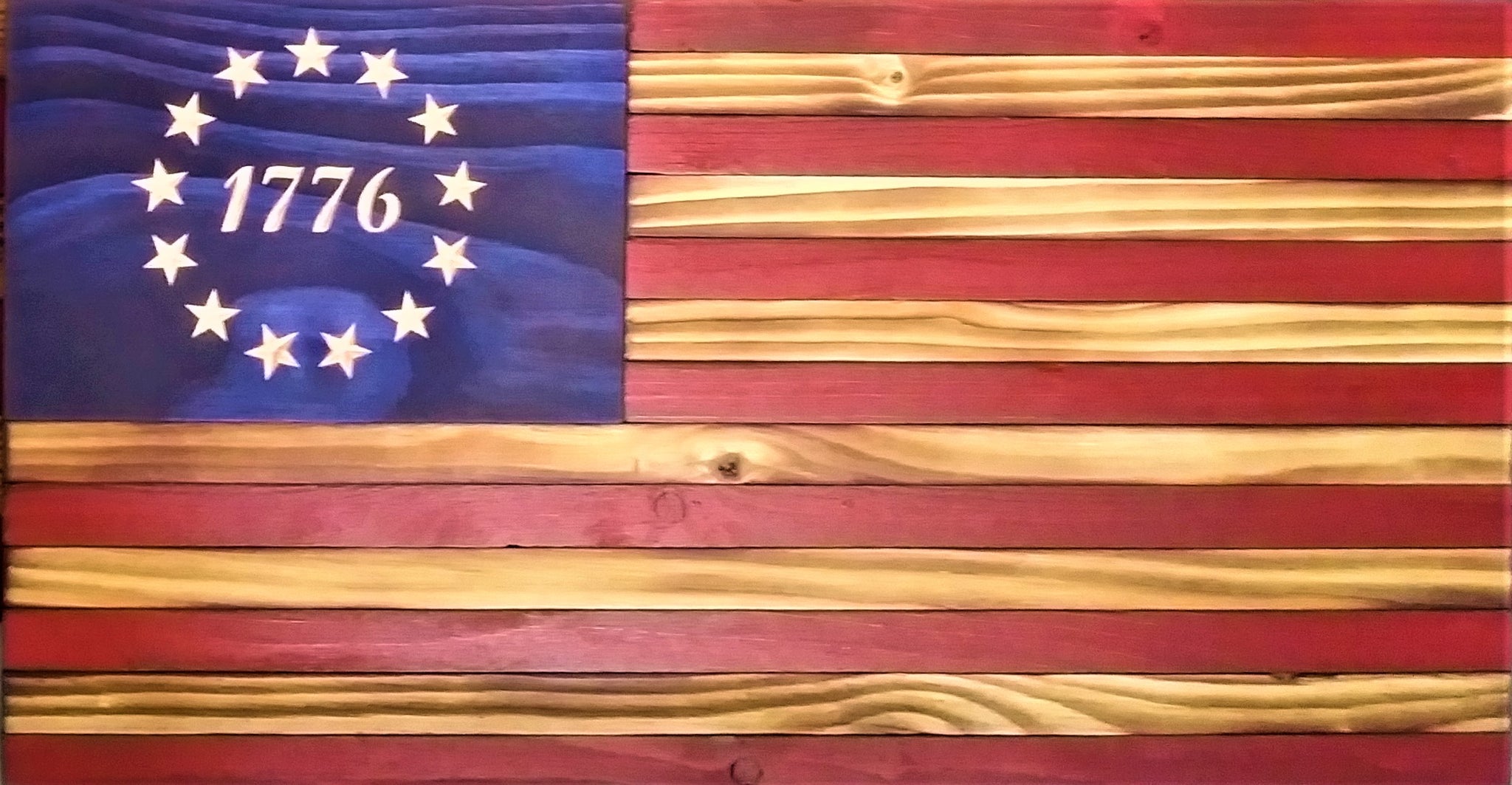 Betsy Ross 1776  Rustic Wood Flag