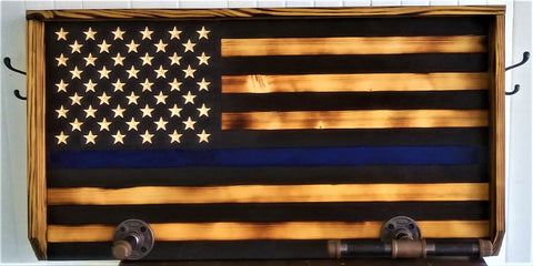 Thin Blue Line Flag with Holster and Vest Holders