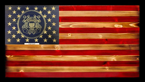 U.S. Coast Guard Rustic Wood Flag