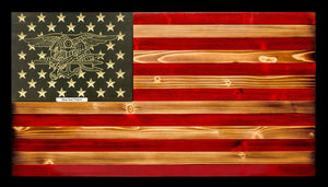 U.S. Navy Seal Trident Rustic Wood Flag