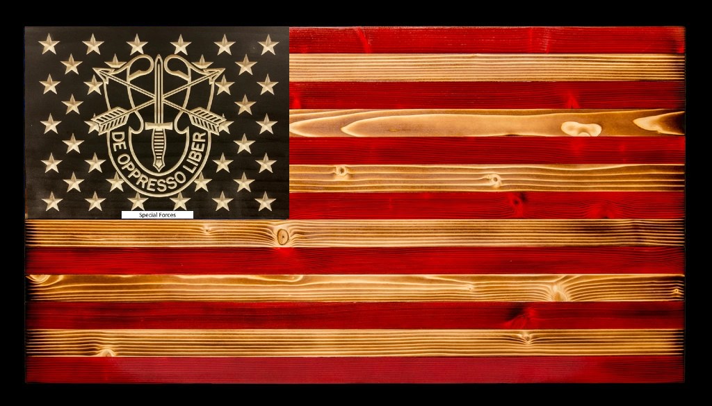 Special Forces Rustic Wood Flag